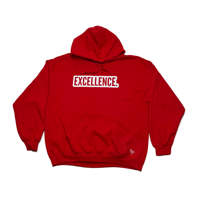 EXCELLENCE. Bold Hoodie - Red/White Felt