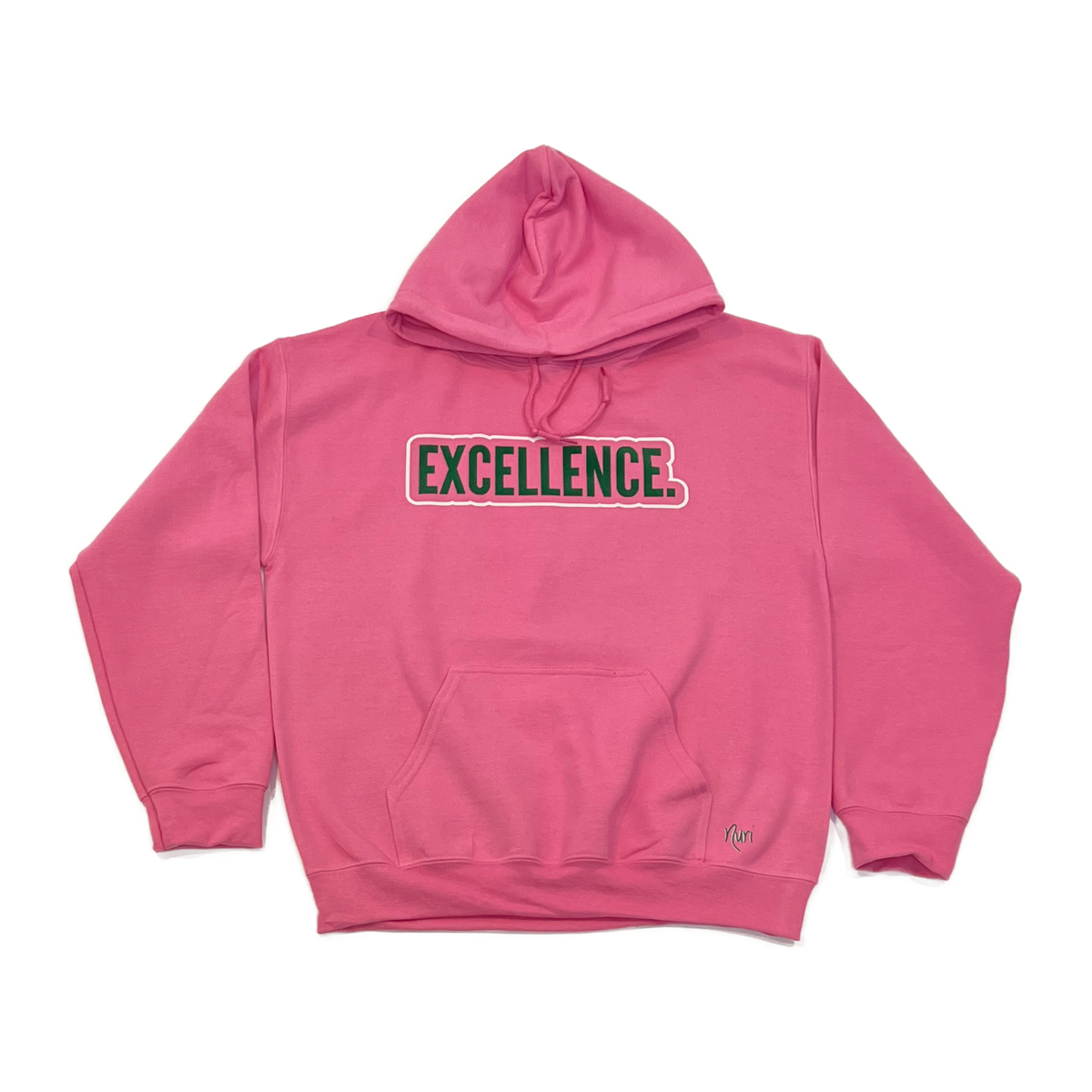 EXCELLENCE. Bubble Hoodie - Pink/ Green & White Felt – Nuri Designs