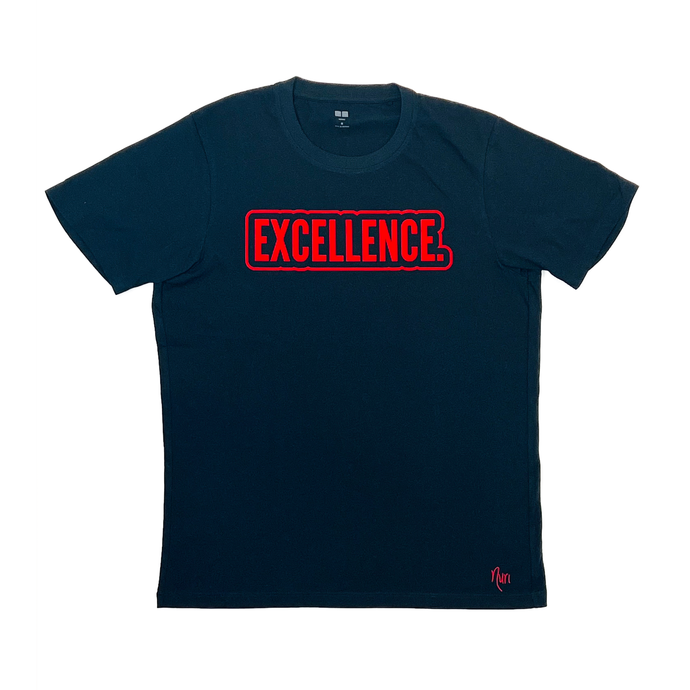 EXCELLENCE. Bubble T-Shirt - Black/Red Felt