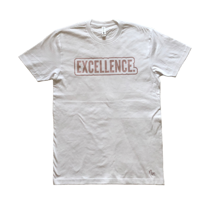 EXCELLENCE. Bubble T-Shirt - White/Rose Gold