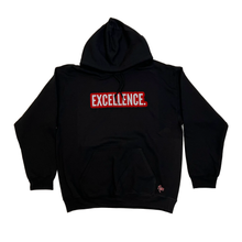 EXCELLENCE. Bold Hoodie - Black/Red Felt/Reflective Silver