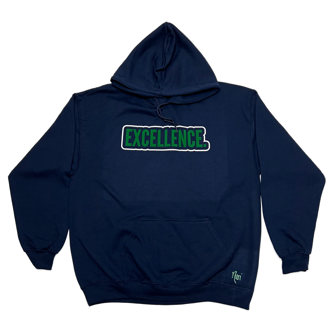 EXCELLENCE. Bubble Hoodie - Navy/ Green & White Felt