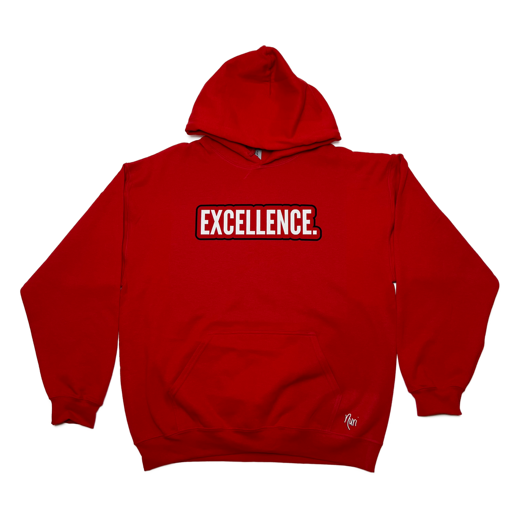 EXCELLENCE. Bubble Hoodie - Red/ White & Navy Felt