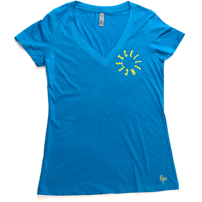 EXCELLENCE. Circle T-Shirt (W) - Turquoise/Gold Reflective