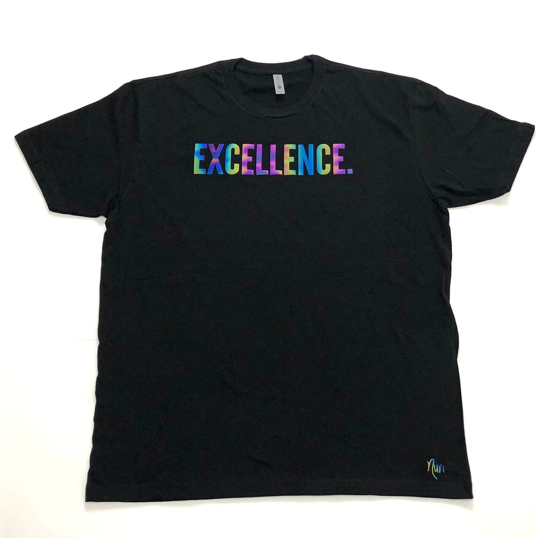 EXCELLENCE. T-Shirt Black/Rainbow Reflective
