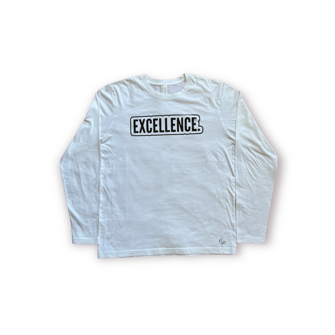 EXCELLENCE. Bubble Long Sleeve T-Shirt - White/Black Foil